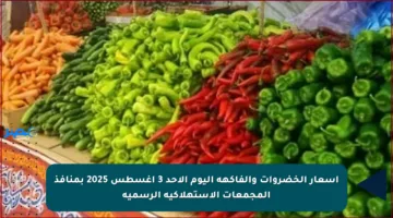 أسعار الخضروات والفاكهة اليوم الأحد 3 أغسطس 2025 بمنافذ المجمعات الاستهلاكية الرسمية